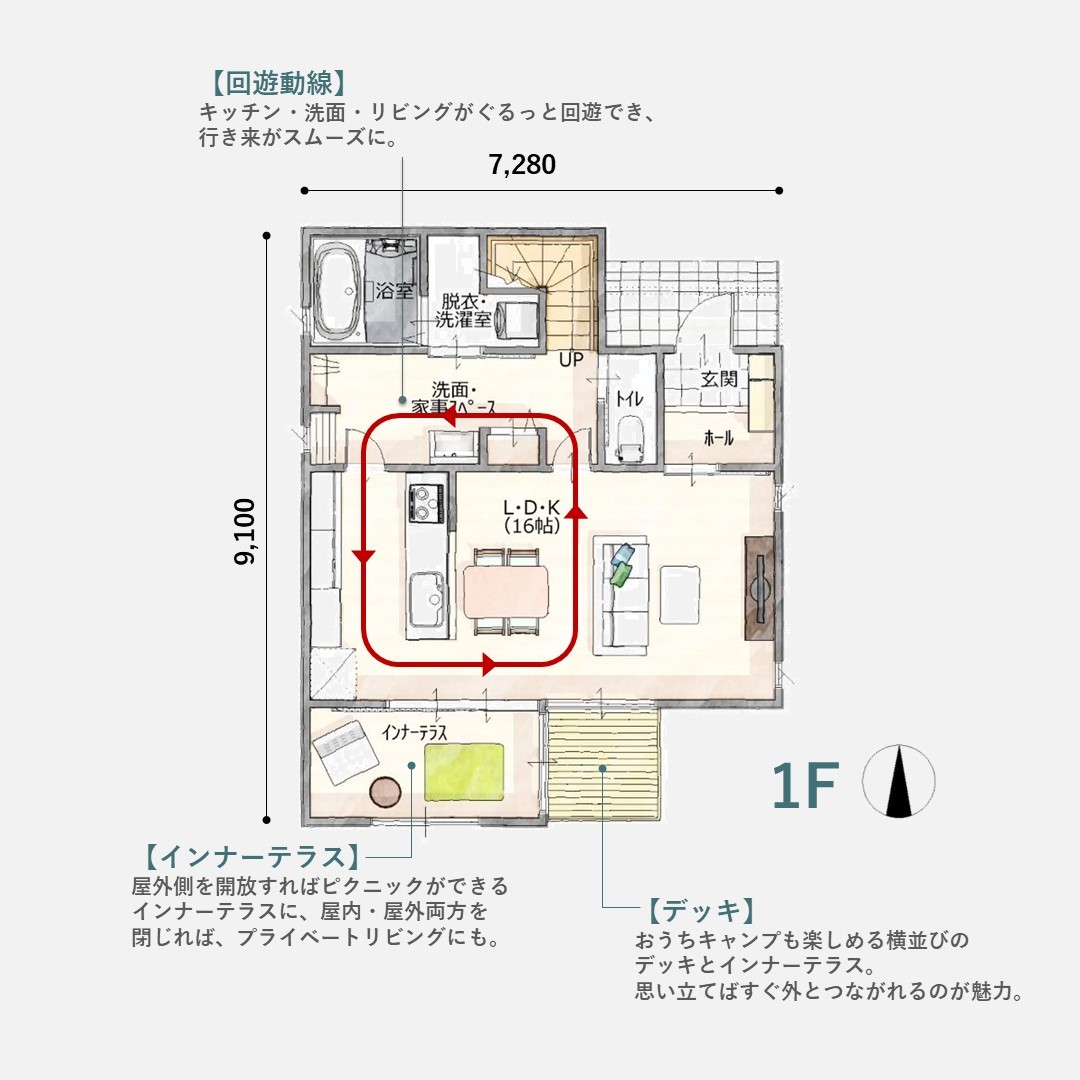 インナーテラスのある間取りプラン外観