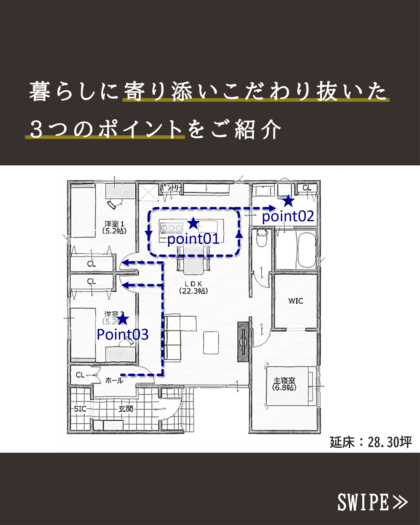 家事動線にこだわった平屋の間取り